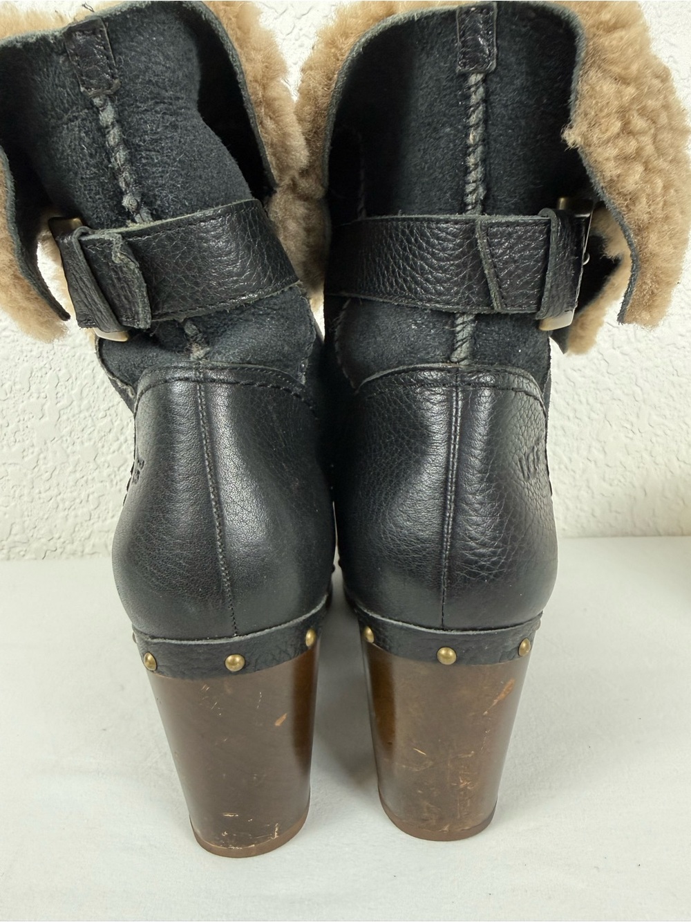 UGG Amoret | Black Leather Shearling Booties | Studded | Women's 8 - Picture 10 of 10